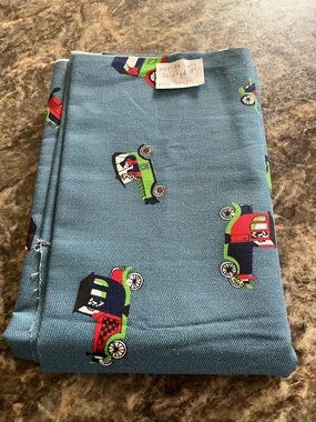 Vintage Novelty Car Print Blue Fabric Panel